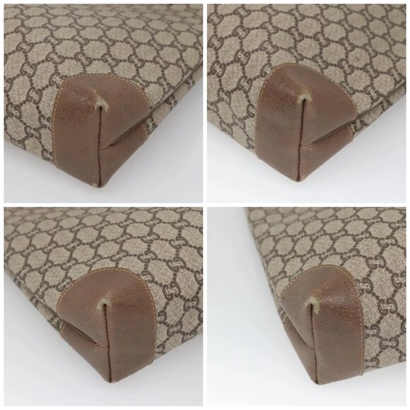 GUCCI GG Plus Supreme Web Sherry Line Tote Bag PVC Beige Red Auth bs26416 - Picture 16 of 16